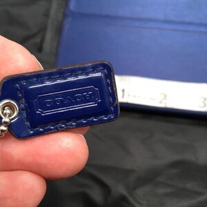 COACH Violet Blue Leather Key FOB Bag Charm Keychain Hang Tag 1.5” Long Mini